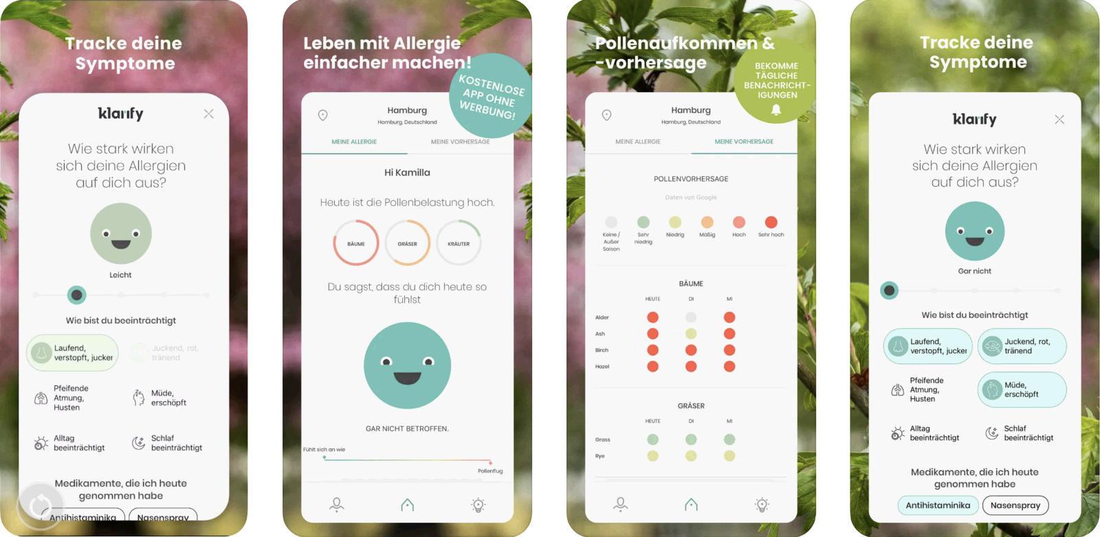 Screenshots der klarify-App