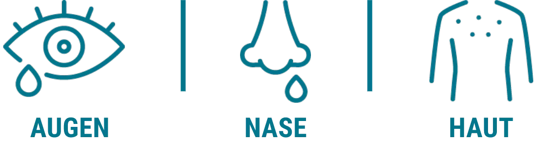 Allergiesymptome an Augen, Nase und Haut