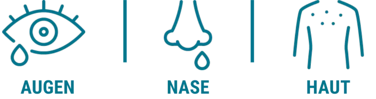 Allergiesymptome an Augen, Nase und Haut